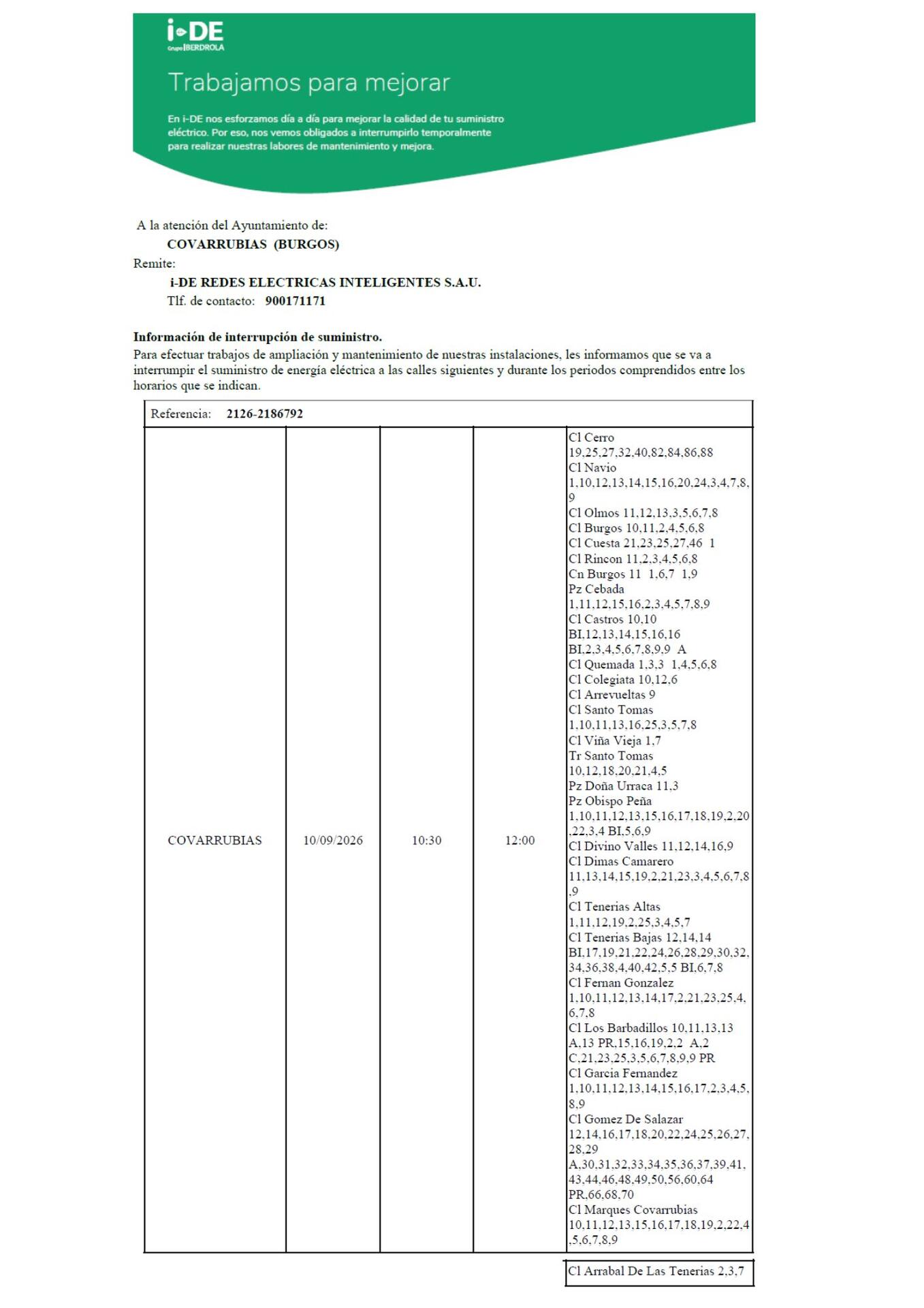 Corte luz 10 de septiembre 2026